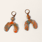 Orange & Grey Marble Arch Hoop Earrings, front view