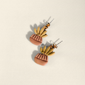 Succulent Drop Earrings with Ribbed Pots