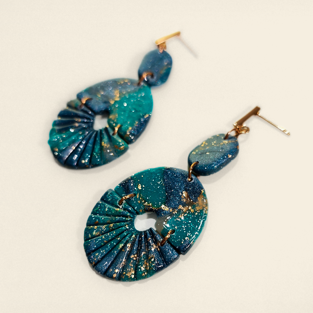 Marble Textured Fan Drop Earrings
