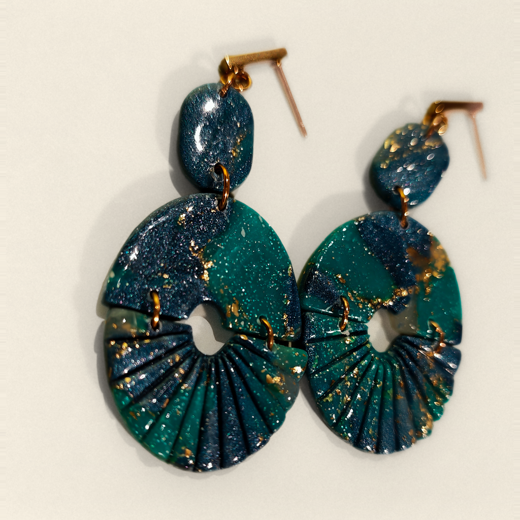 Marble Textured Fan Drop Earrings