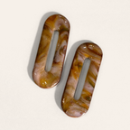 Brown Marble Cut-Out Oblong clay pieces without hardware, front view