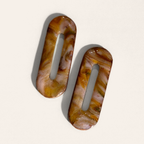Brown Marble Cut-Out Oblong clay pieces without hardware, angled view
