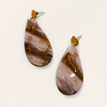 Brown & Cream Marble Teardrop Earrings, front view
