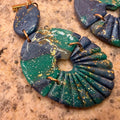 Blue and green marble polymer clay stud earrings by ToBe