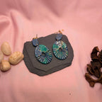 Blue and green marble polymer clay stud earrings by ToBe – photo 3