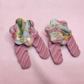 Pink marble polymer clay statement earrings with textured dusty pink base by ToBe