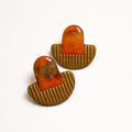 Amber marble polymer clay statement earrings with textured gold base by ToBe