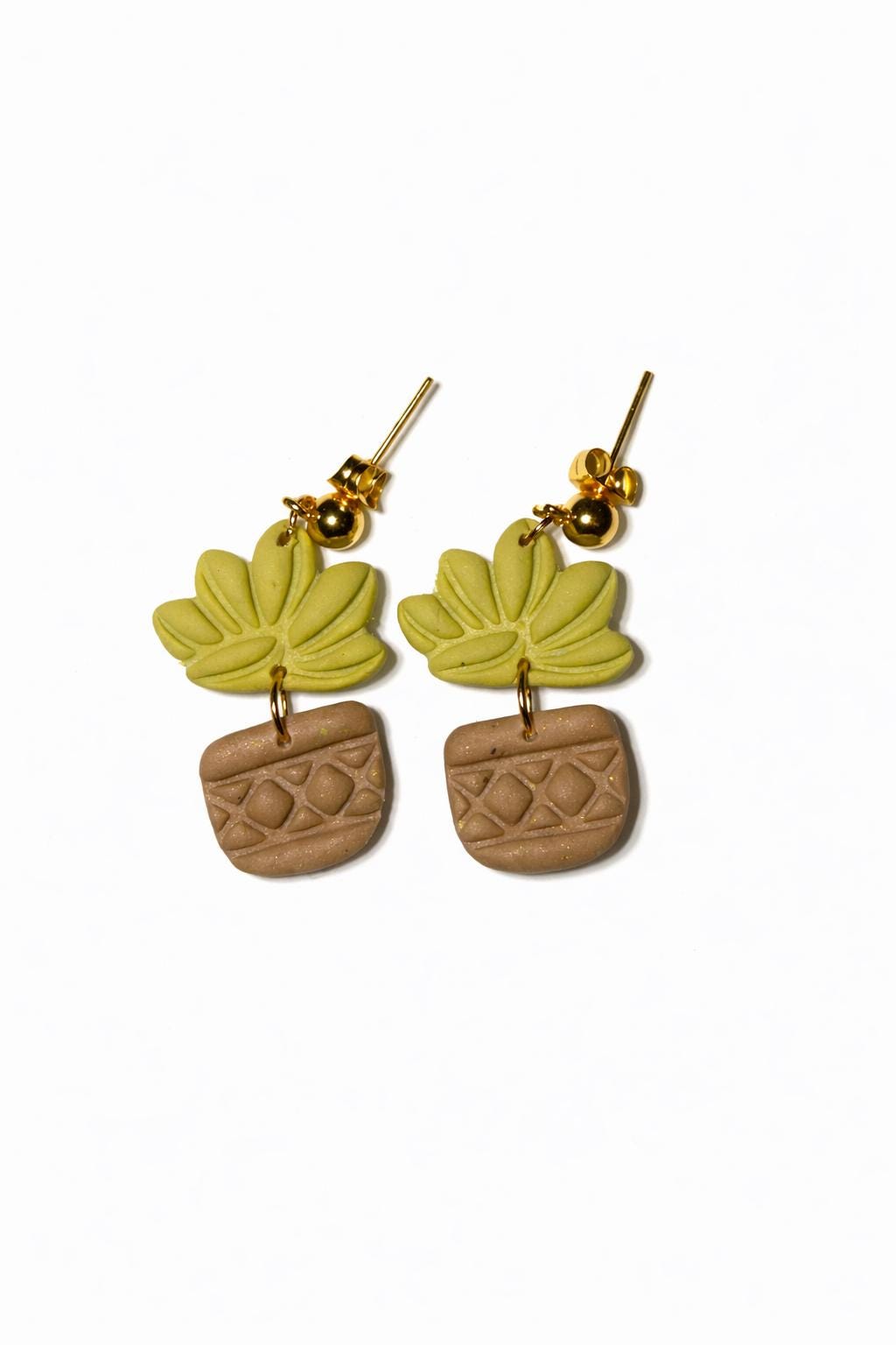 Polymer clay cactus drop earrings with gold stud tops by ToBe – photo 2