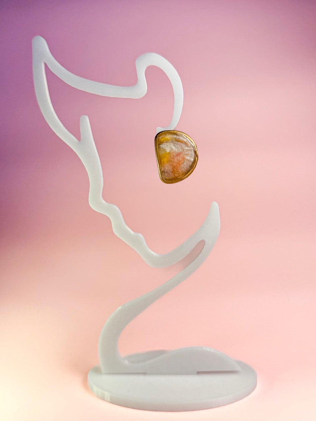 Blush pink marble polymer clay stud earrings with gold trim by ToBe – photo 5