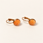 Orange marble polymer clay leverback earrings by ToBe
