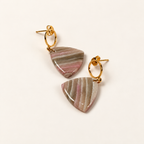 Pink marble triangle polymer clay stud earrings with gold studs by ToBe – photo 2