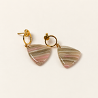 Pink marble triangle polymer clay stud earrings with gold studs by ToBe – photo 3