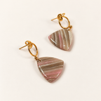 Pink marble triangle polymer clay stud earrings with gold studs by ToBe – photo 4