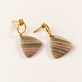 Pink marble triangle polymer clay stud earrings with gold studs by ToBe