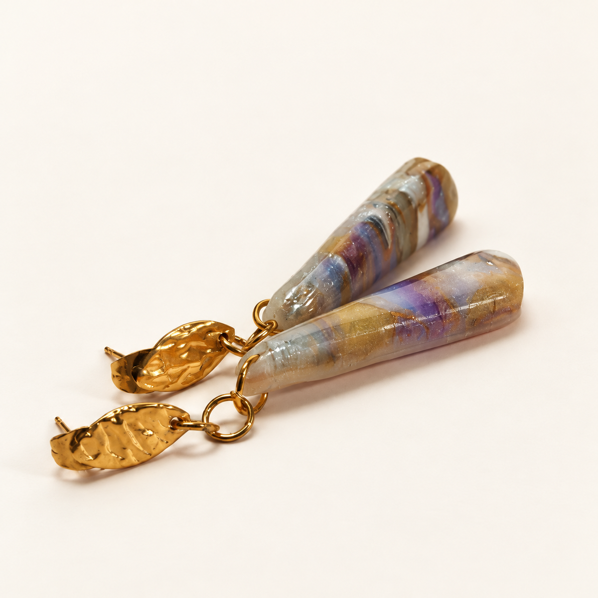 Purple triangle polymer clay earrings by ToBe – photo 2