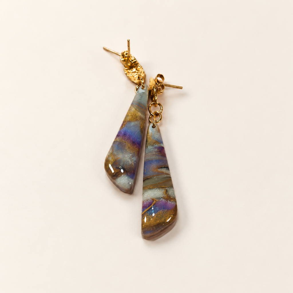 Purple triangle polymer clay earrings by ToBe – photo 3