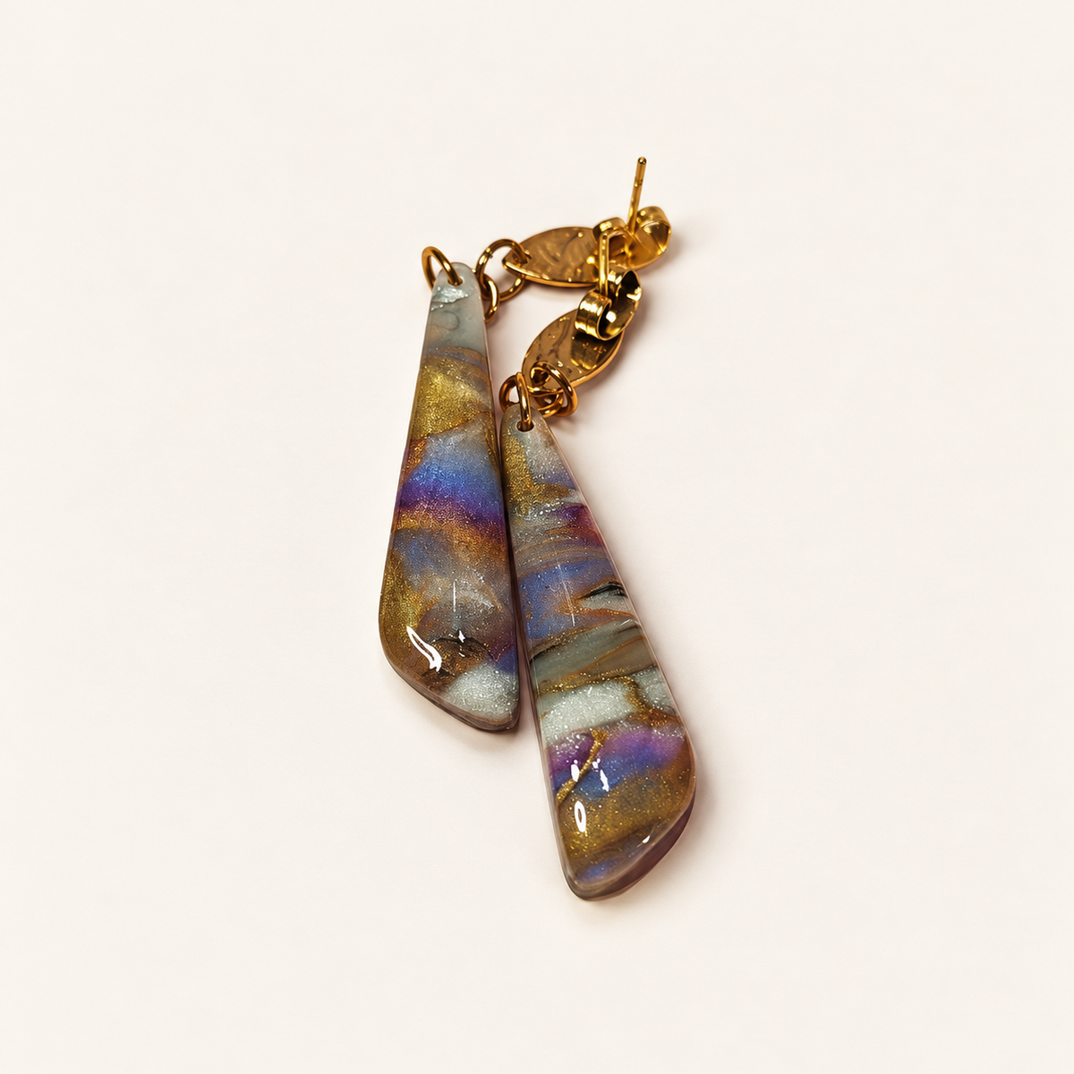 Purple triangle polymer clay earrings by ToBe – photo 5