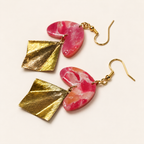 Pink heart polymer clay earrings by ToBe