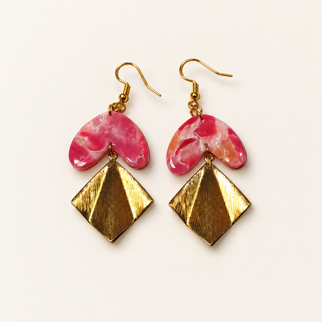 Pink heart polymer clay earrings by ToBe – photo 2
