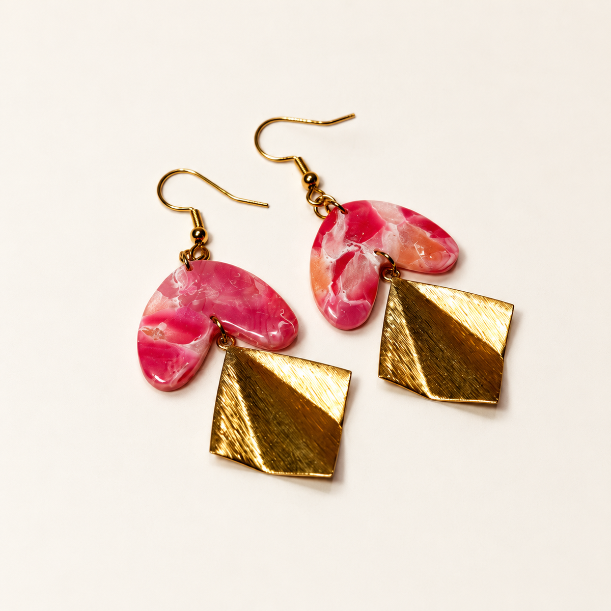 Pink heart polymer clay earrings by ToBe – photo 3