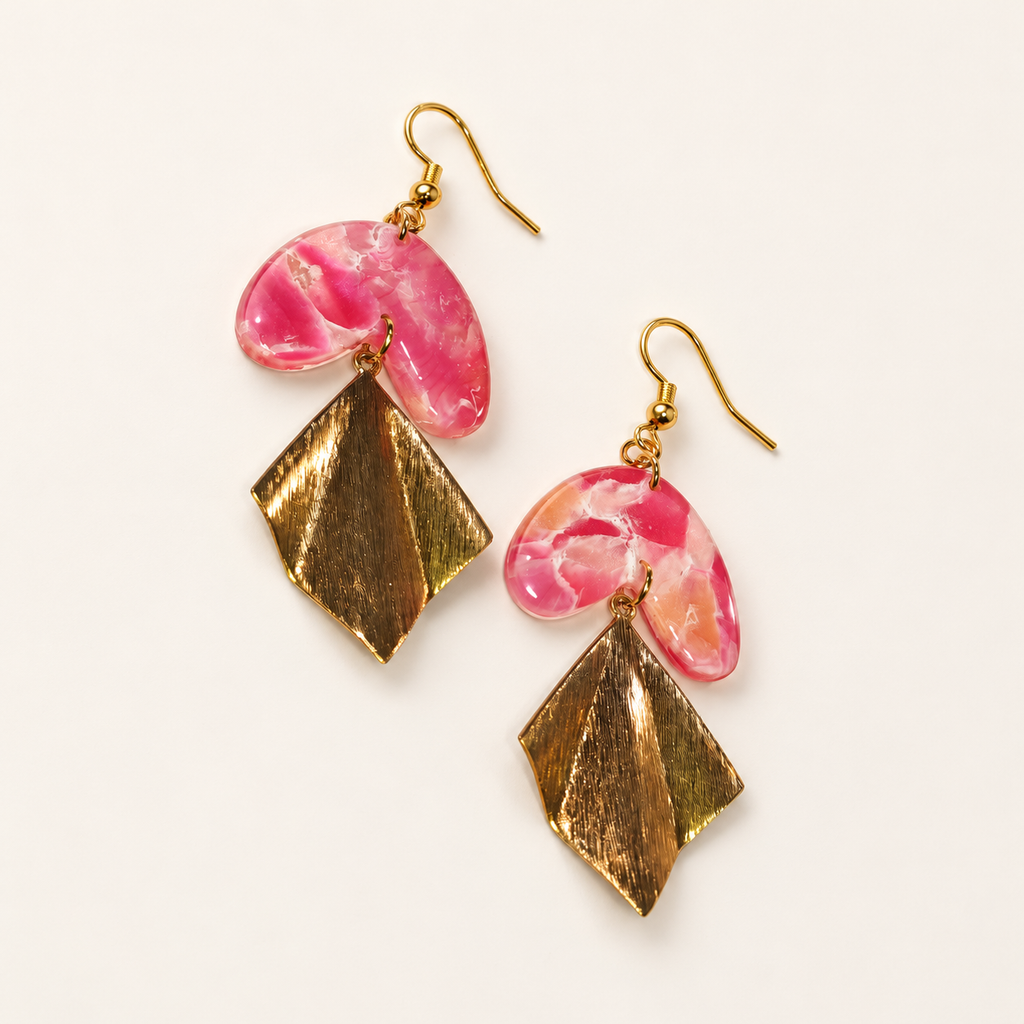 Pink heart polymer clay earrings by ToBe – photo 4