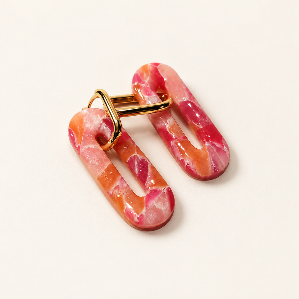 Pink checkered polymer clay earrings by ToBe – photo 3