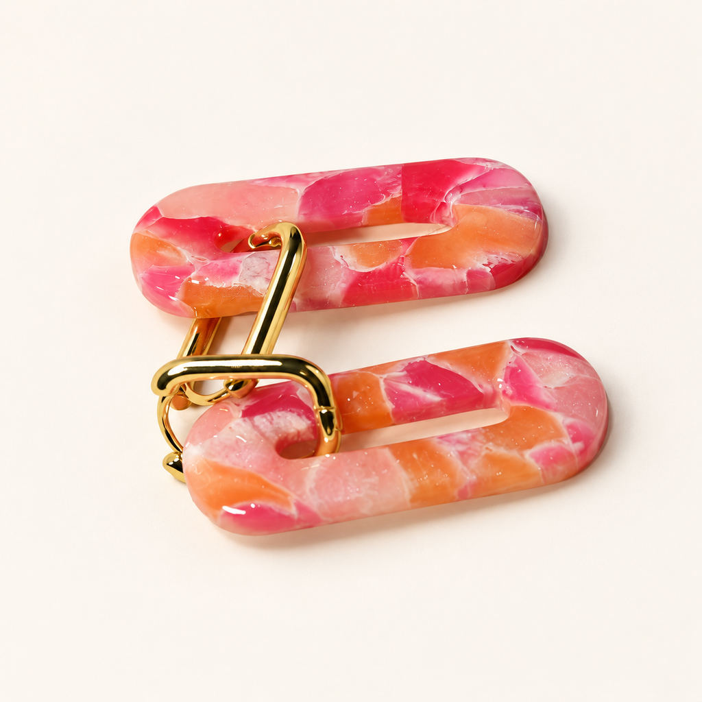 Pink checkered polymer clay earrings by ToBe – photo 4