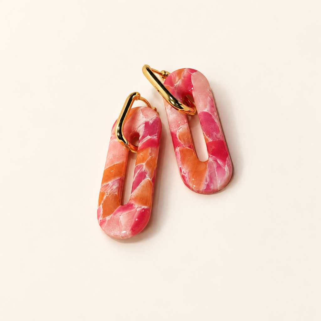 Pink checkered polymer clay earrings by ToBe – photo 5