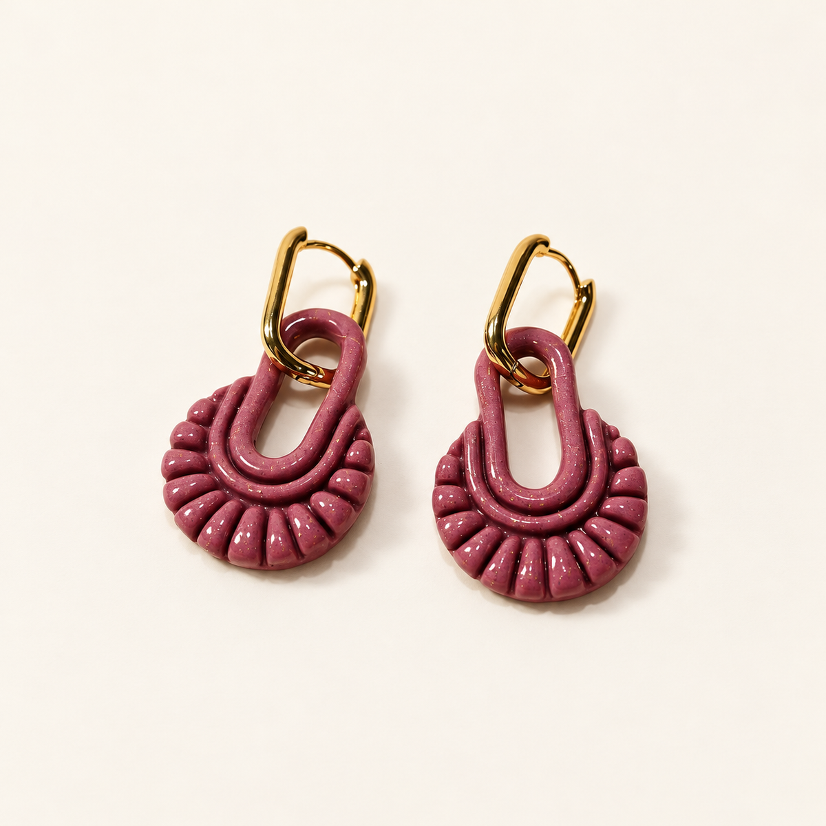 Purple Textured Fan Earrings