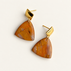 Orange Marble Triangle Drop Earrings