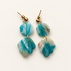 Blue Marble Two-Part Drop Earrings