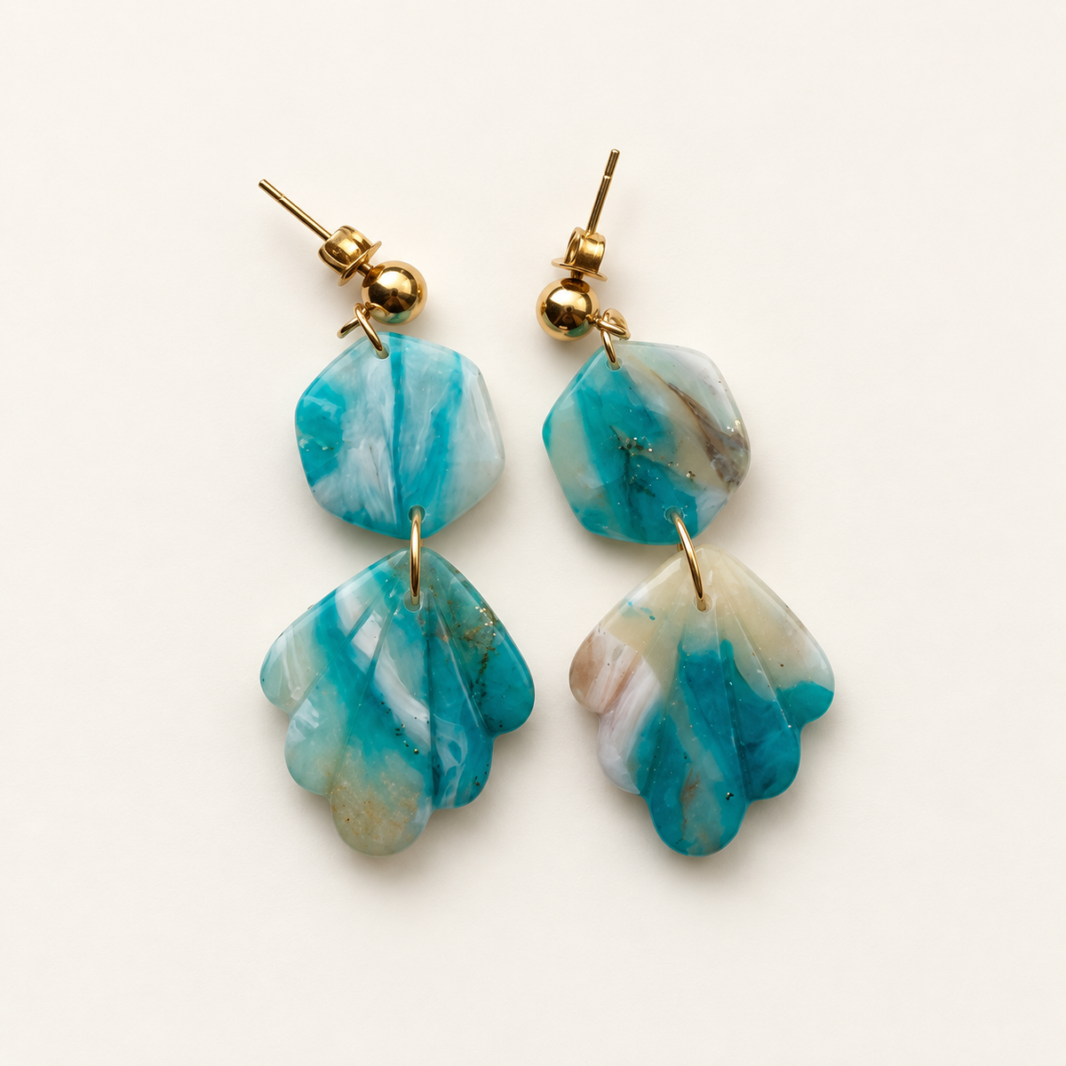 Blue Marble Two-Part Drop Earrings