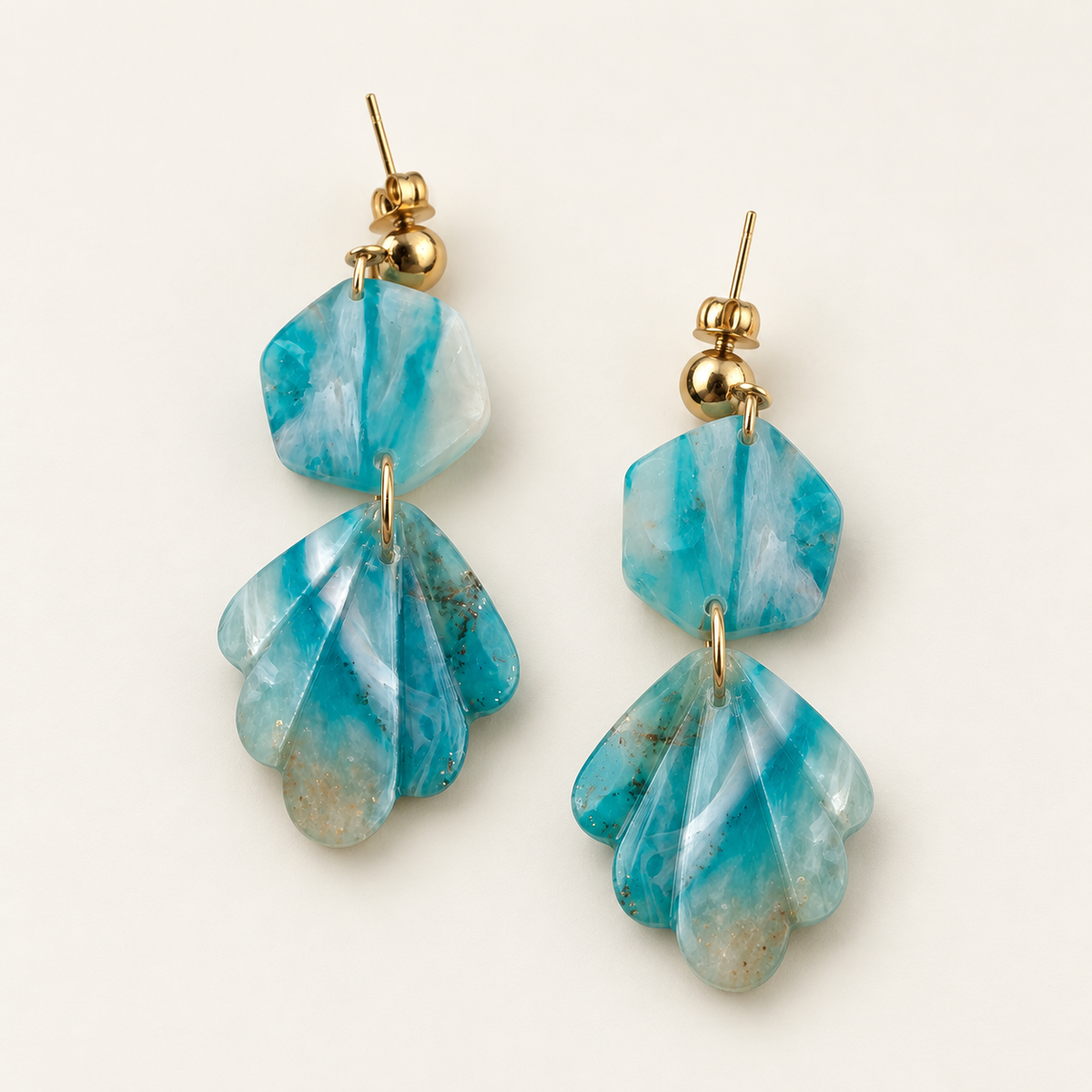 Blue Marble Two-Part Drop Earrings