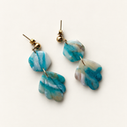 Blue Marble Two-Part Drop Earrings