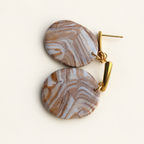 Blue & Brown Marble Oval Earrings