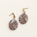 Blue & Brown Marble Oval Earrings